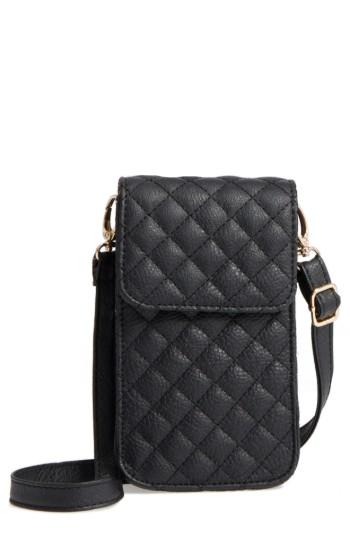 Amici Accessories Quilted Faux Leather Phone Crossbody Bag - Black