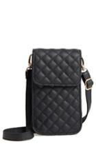 Amici Accessories Quilted Faux Leather Phone Crossbody Bag - Black
