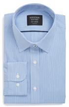 Men's Nordstrom Men's Shop Tech-smart Traditional Fit Stripe Dress Shirt 34/35 - Blue