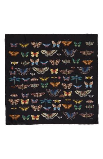 Women's Gucci Butterflies Foulard Silk Scarf, Size - Black