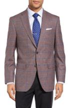 Men's David Donahue Connor Classic Fit Plaid Wool Sport Coat R - Burgundy