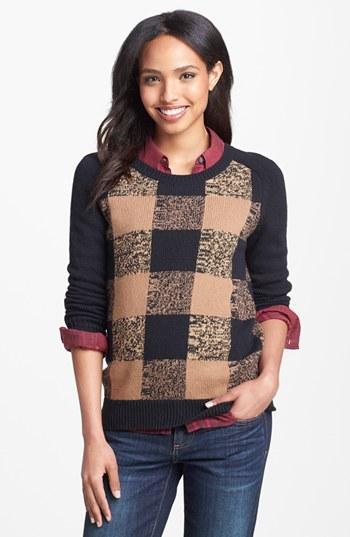 Halogen Plaid Sweater (regular & Petite) Black Plaid