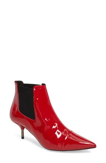 Women's Topshop Monica Kitten Heel Bootie .5us / 36eu - Red