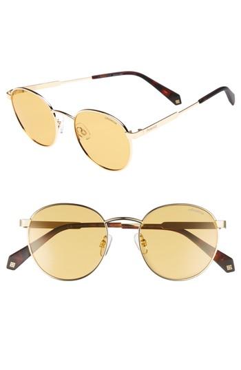 Women's Polaroid 51mm Round Retro Polarized Sunglasses - Orange