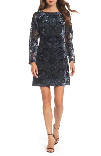 Women's Vince Camuto Velvet Burnout Sheath Dress - Black