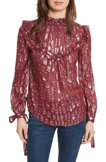 Women's Veronica Beard Brooks Metallic Silk Blouse