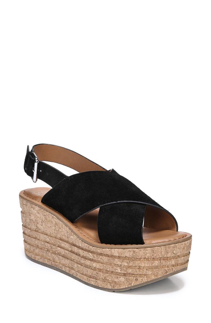 Women's Sarto By Franco Sarto Caroline Platform Wedge Sandal .5 M - Black