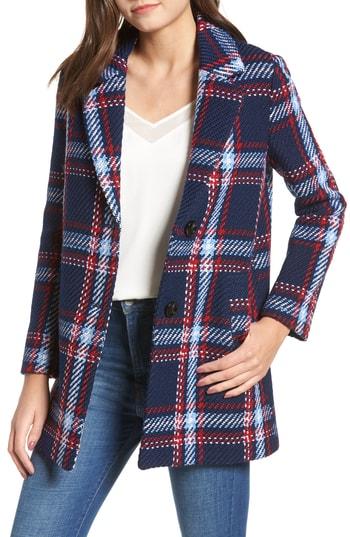 Women's English Factory Single Breasted Plaid Coat - Black