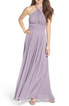 Women's Lulus Chiffon Halter Gown - Purple