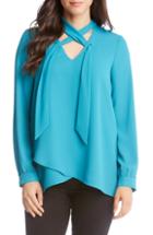 Women's Karen Kane Tie Neck Crossover Top - Blue/green