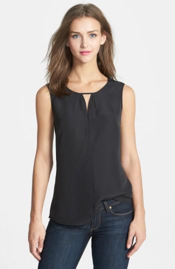 Petite Women's Nic+zoe Keyhole Top P - Black