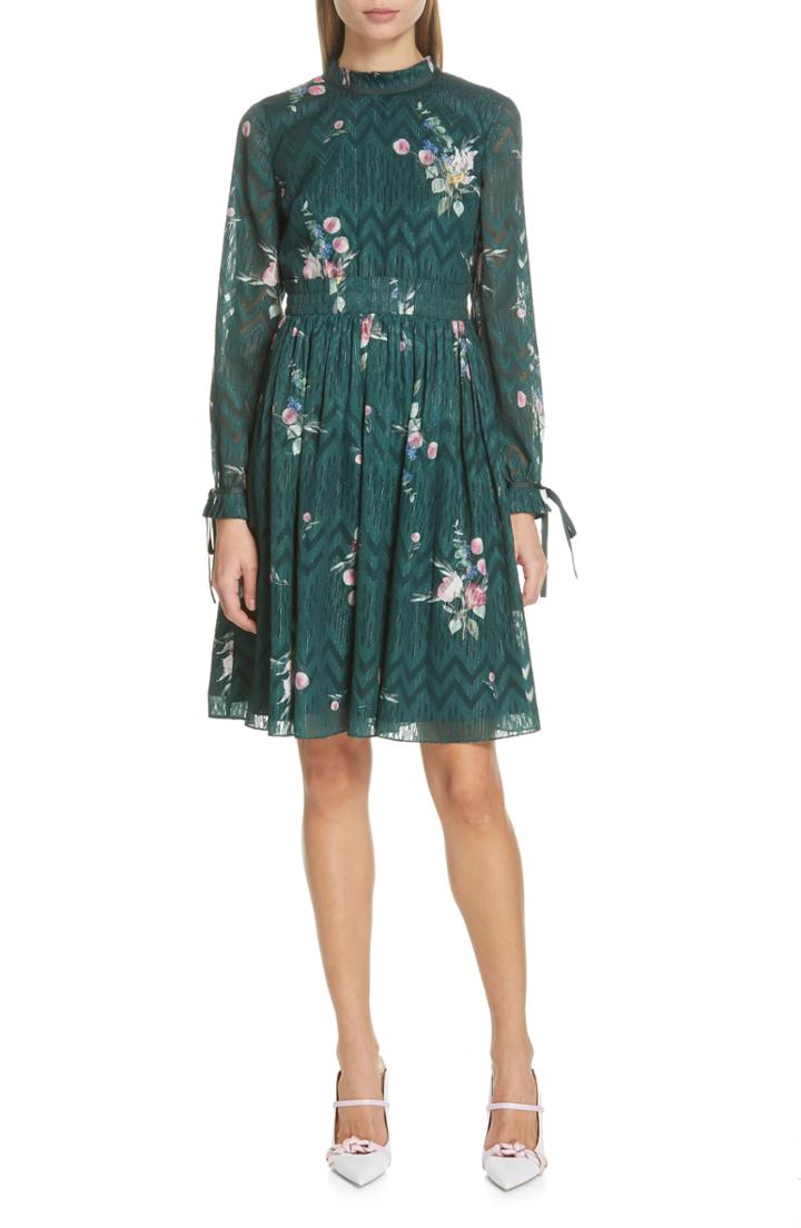 Women's Ted Baker London Sofiya Floral Ribbon Tie Dress - Green