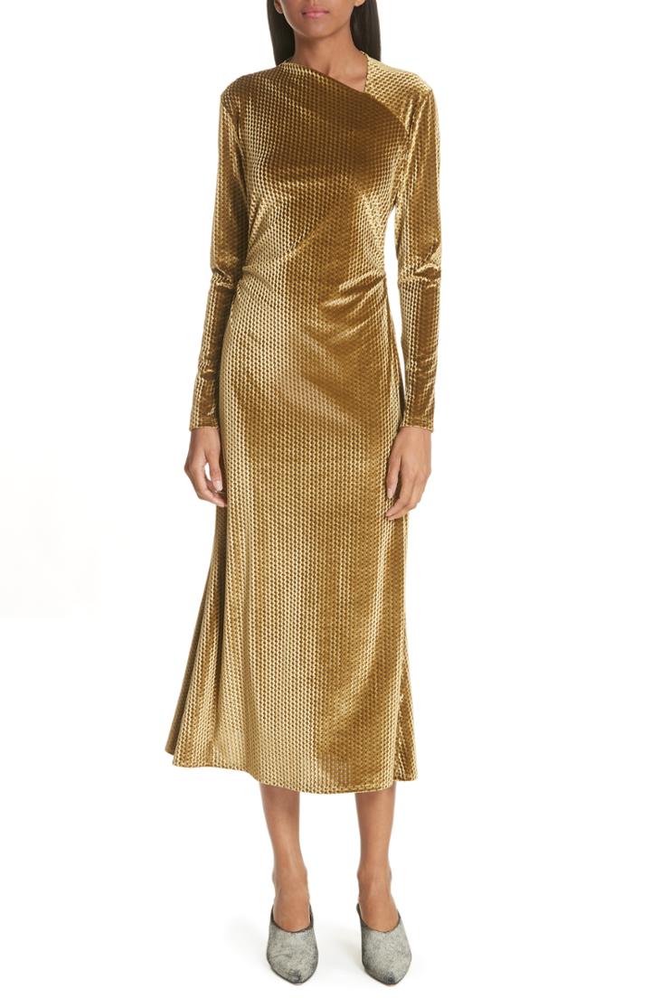 Women's Rachel Comey Ruched Velvet Jacquard Midi Dress