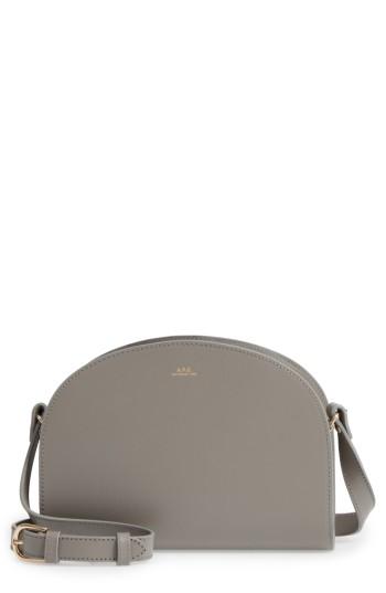 A.p.c. Half Moon Calfskin Leather Crossbody Bag - Grey