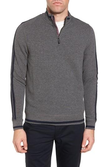 Men's Ted Baker London Sidney Quilted Quarter Zip Sweatshirt (s) - Black