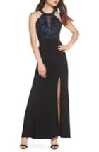 Women's Morgan & Co. Lace Bodice Knit Gown /2 - Black