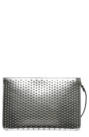 Christian Louboutin Loubiclutch Spiked Leather Clutch - Metallic