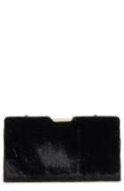 Milly Croc Embossed Velvet Frame Clutch - Black