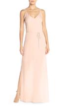 Women's Maids Rory Beca 'harlow' Belted Silk Georgette Deep V-back Gown - Pink