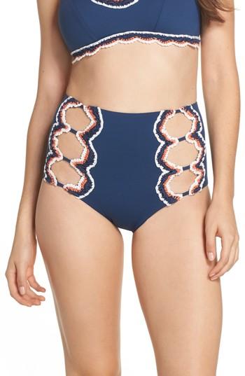 Women's Becca Medina High Waist Bikini Bottoms - Blue