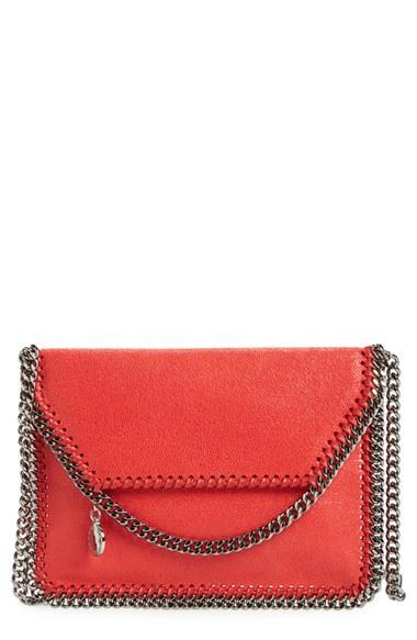 Stella Mccartney 'mini Falabella - Shaggy Deer' Faux Leather Crossbody Bag - Red