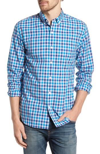 Men's Bonobos Summerweight Slim Fit Check Sport Shirt S - Blue