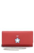 Women's Fendi Flowerland Leather Continental Wallet - Red