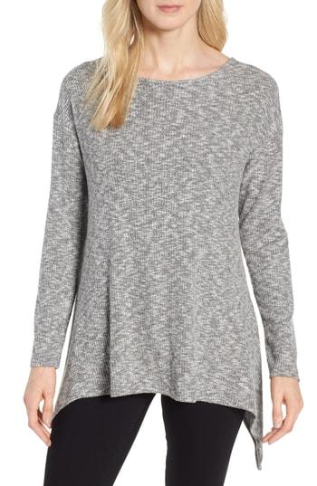 Women's Gibson Ribbed Cozy Fleece Twist Back Top - Grey
