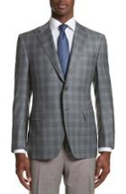 Men's Canali Classic Fit Plaid Wool Sport Coat Us / 46 Eu S - Grey