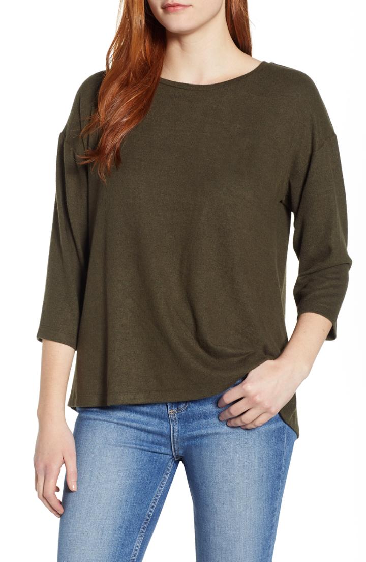 Women's Bobeau Pleat Back Pullover - Green
