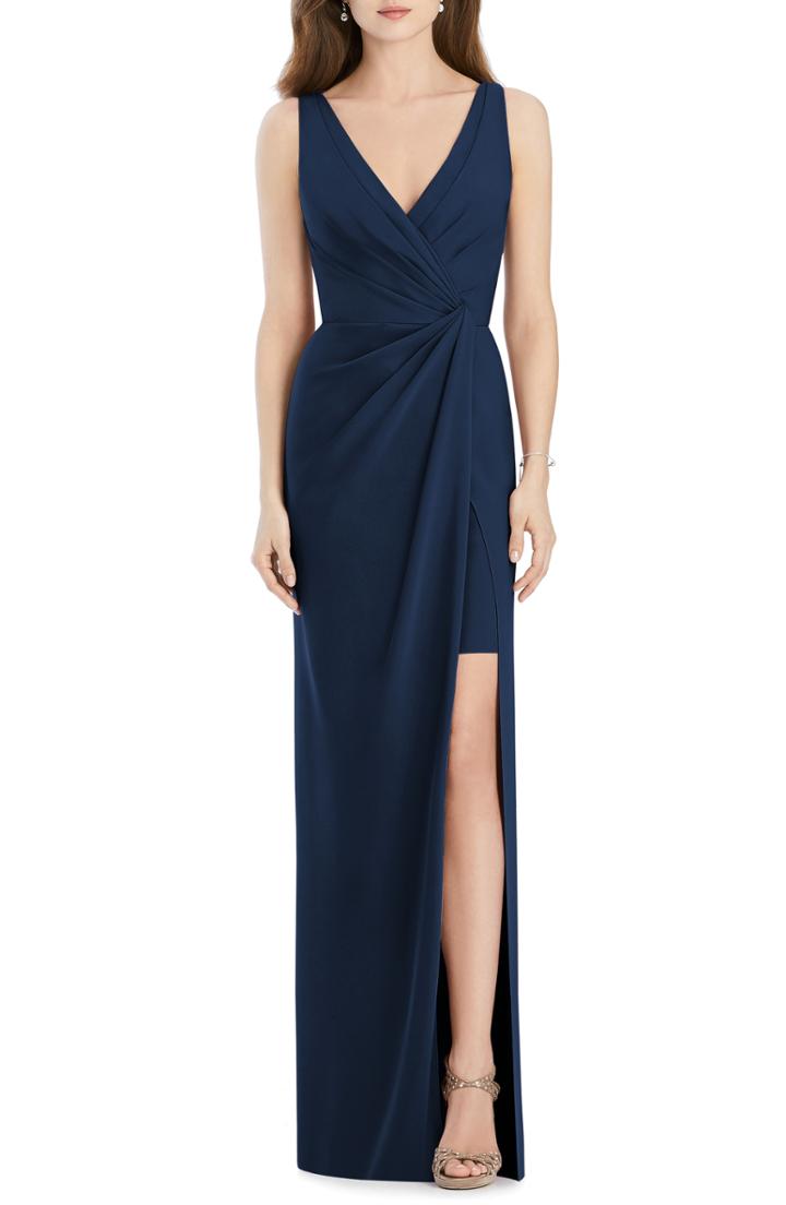 Women's Jenny Packham Crepe Column Gown (similar To 14w) - Blue