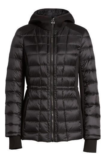 Women's Michael Michael Kors Hooded Packable 650-fill-power Down Anorak - Black
