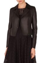Women's Akris Punto Perforated Leather & Jersey Moto Jacket - Black