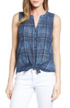 Women's Lucky Brand Tie Front Plaid Top