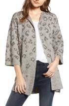 Women's Cupcakes And Cashmere Kline Leopard Print Cotton Blend Cardigan - Grey
