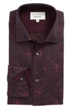 Men's Ted Baker London Trim Fit Floral Dress Shirt - 34/35 - Red