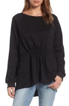Women's Gibson Gathered Front Sweatshirt, Size - Black