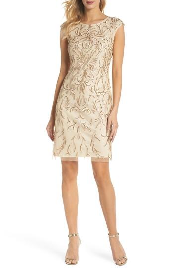 Women's Pisarro Nights Beaded & Embroidered Cocktail Dress - Beige