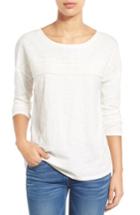 Women's Caslon Eyelet Trim Three-quarter Sleeve Tee, Size - Ivory