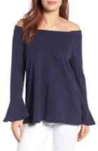 Women's Gibson Bell Sleeve Off The Shoulder Sweatshirt - Blue
