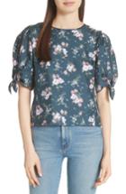 Women's Rebecca Taylor Emilia Tie Sleeve Floral Top - Burgundy