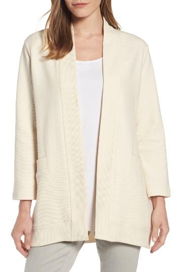 Women's Eileen Fisher Ottoman Organic Cotton Blend Cardigan, Size - Ivory