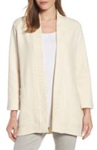 Women's Eileen Fisher Ottoman Organic Cotton Blend Cardigan, Size - Ivory