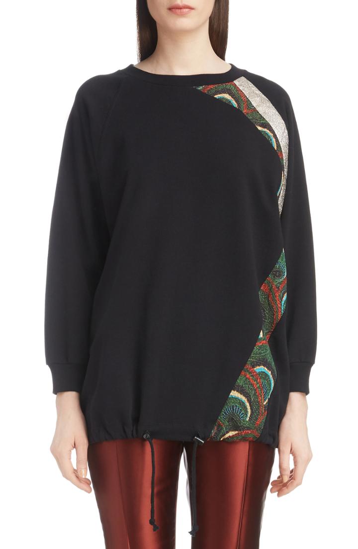 Women's Dries Van Noten Metallic & Peacock Inset Sweatshirt