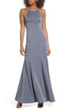 Women's Jenny Yoo Naomi Luxe Crepe Halter Gown (similar To 14w) - Blue