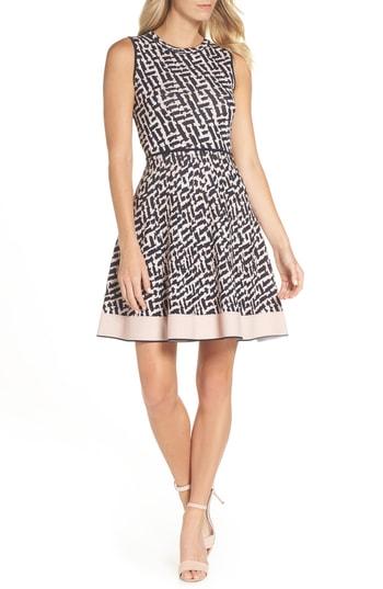 Petite Women's Eliza J Fit & Flare Sweater Dress P - Pink