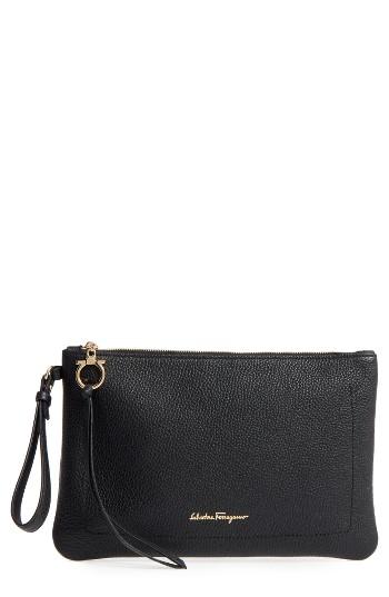 Salvatore Ferragamo Amery Leather Wristlet Clutch -
