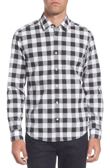 Men's Boss Lance Regular Fit Buffalo Plaid Sport Shirt - Black