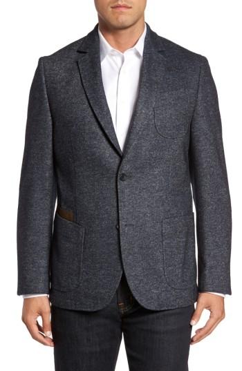 Men's Flynt Classic Fit Suede Trim Jersey Sport Coat R - Grey