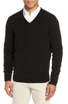 Men's Nordstrom Men's Shop V-neck Cashmere Sweater, Size - Black
